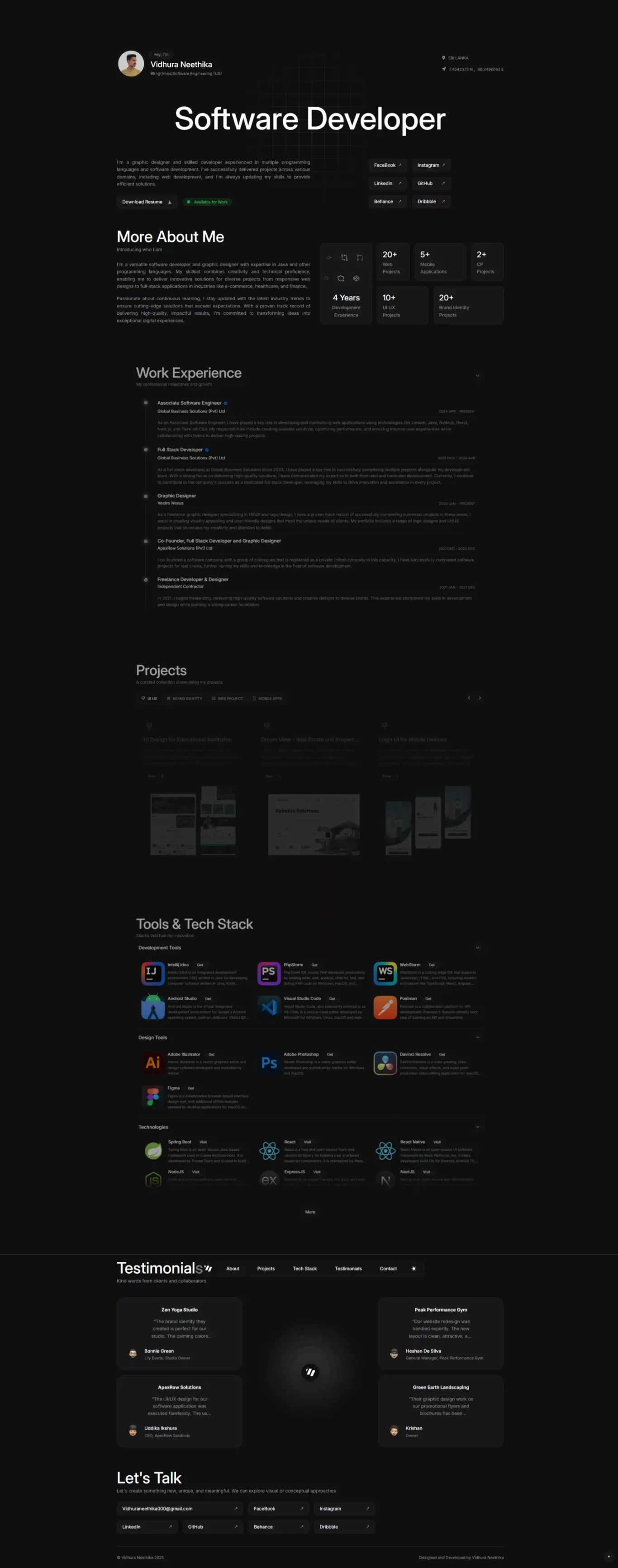 Vidhura Neethika - Full Stack Developer, UI/UX and Graphic Designer - Portfolio design