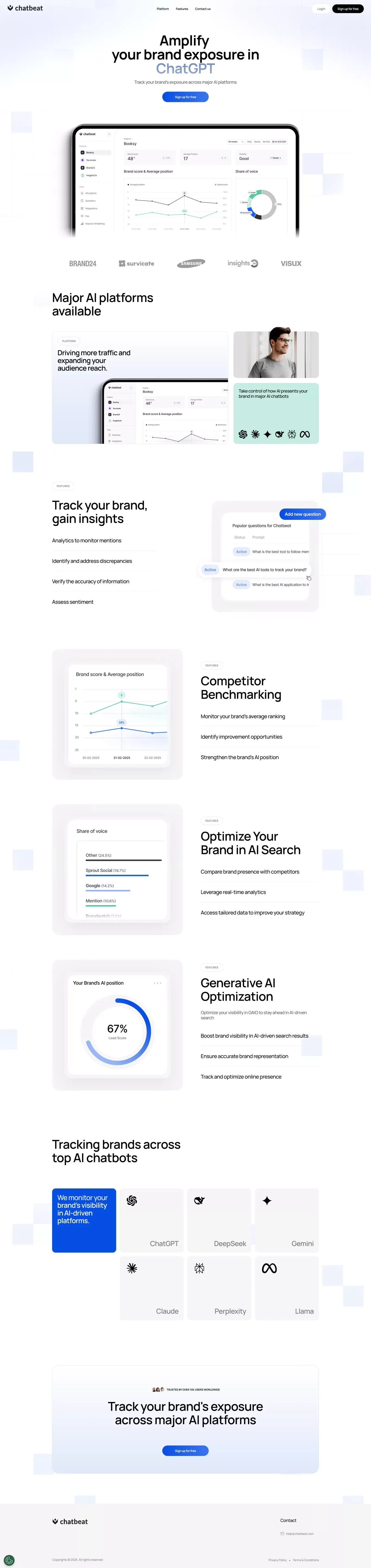 Track & Optimize Your Brand’s Visibility in AI Search - Landing design
