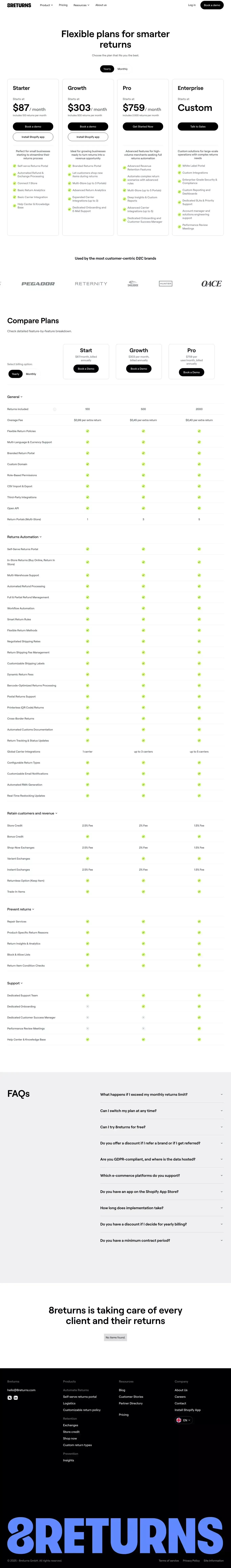 8returns Prices and Plans - Pricing design
