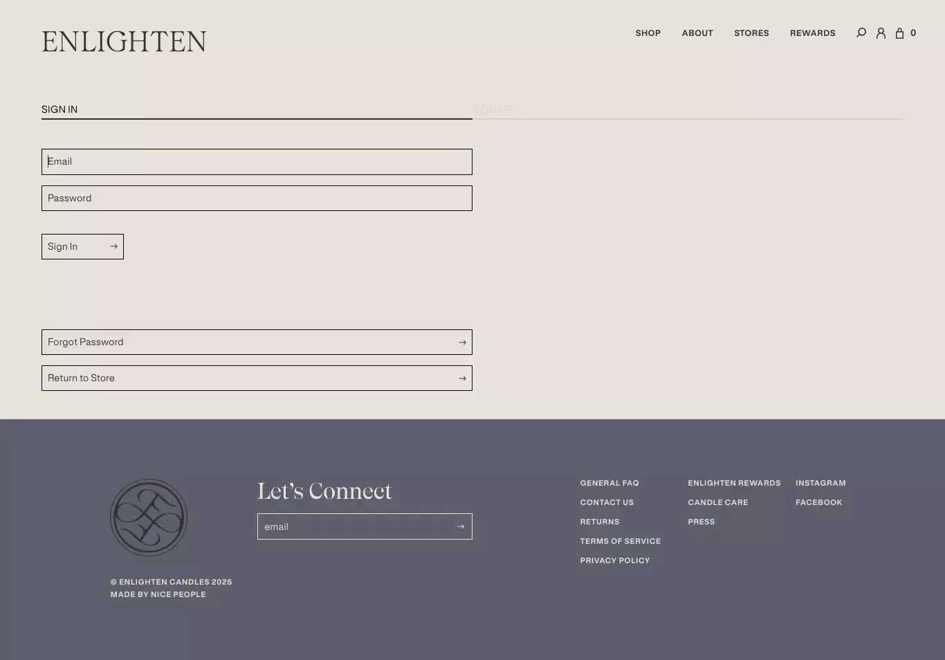 Account – ENLIGHTEN CANDLES - Sign Up design