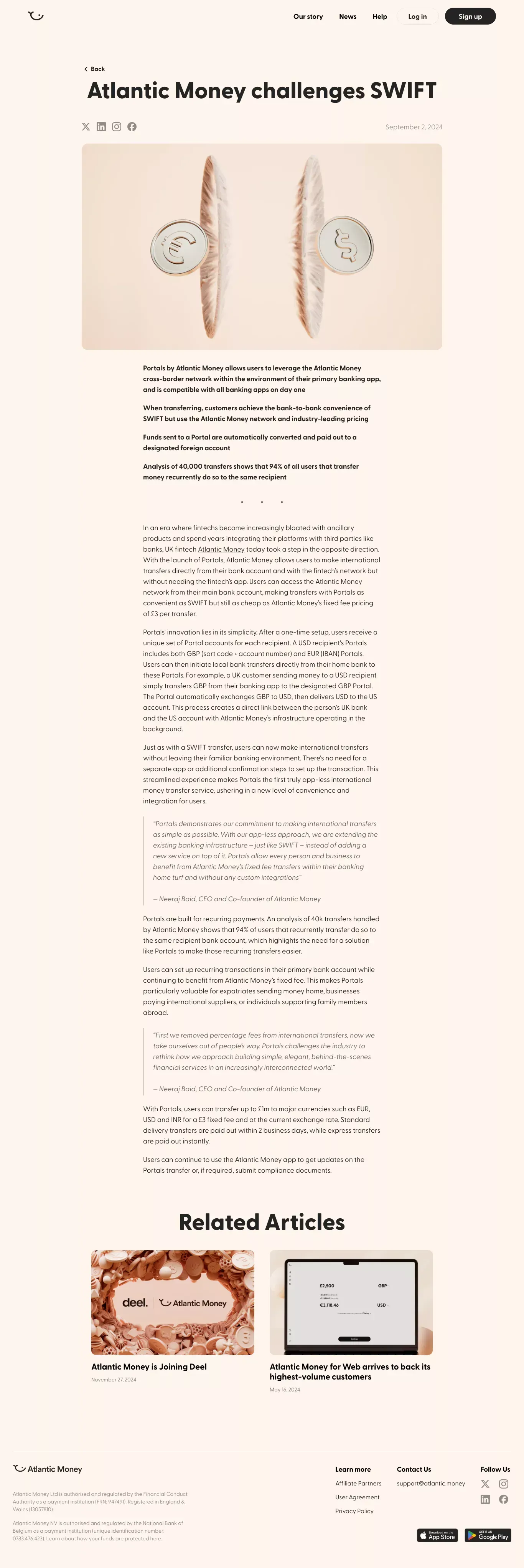 Atlantic Money challenges SWIFT â Atlantic Money Newsroom - Blog Post design