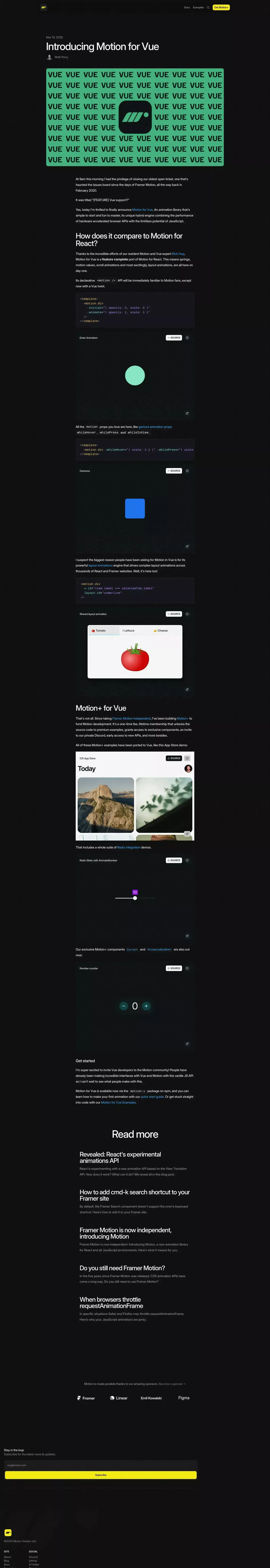 Introducing Motion for Vue - Motion Blog - Blog Post design