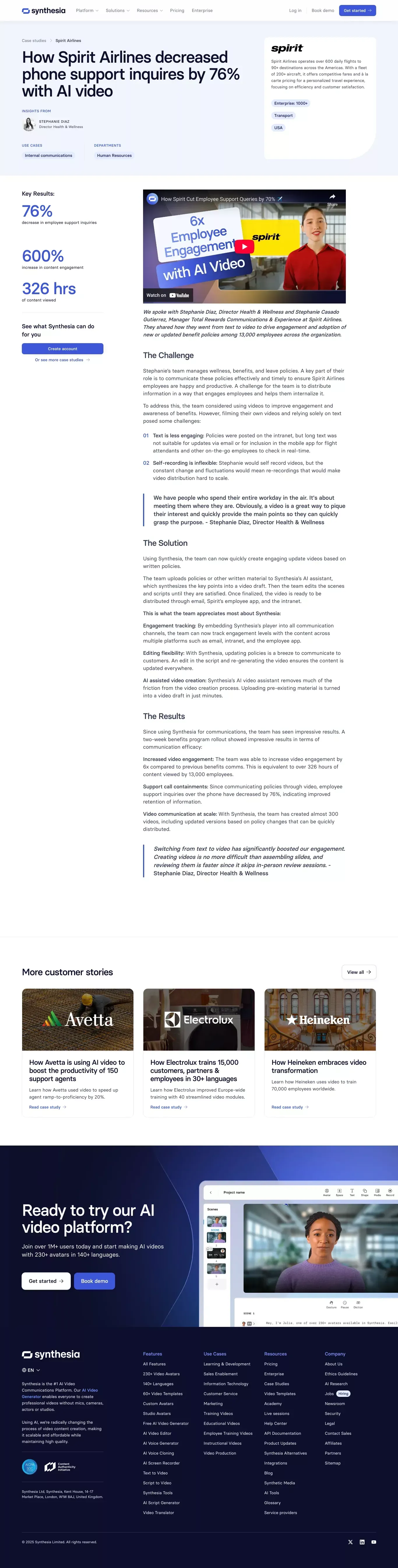 How Spirit Airlines decreased phone support inquires by 76% with AI video - Case Study design