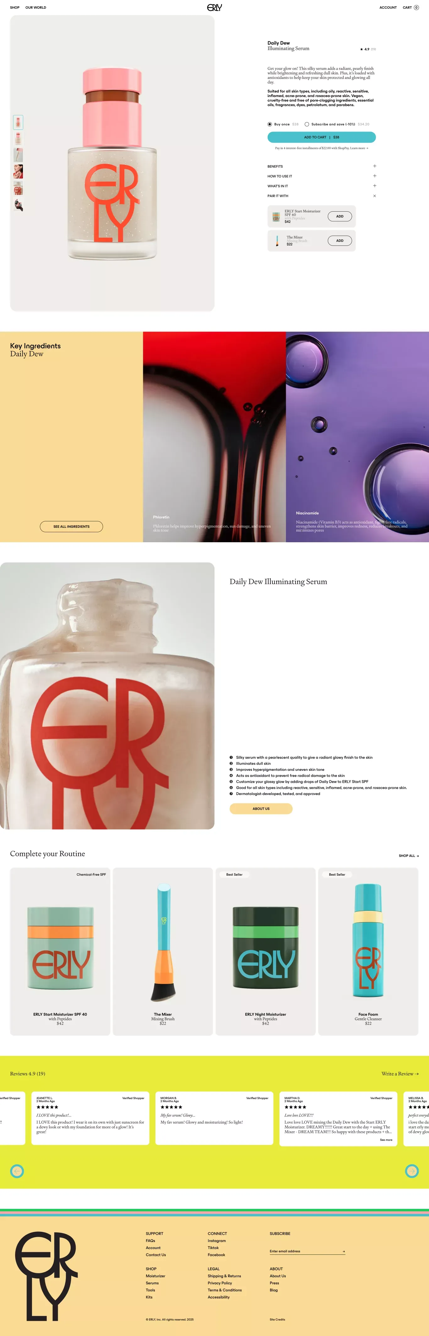 ERLY        |        ERLY Daily Dew | Brightening Serum for All Skin Types - Product page design