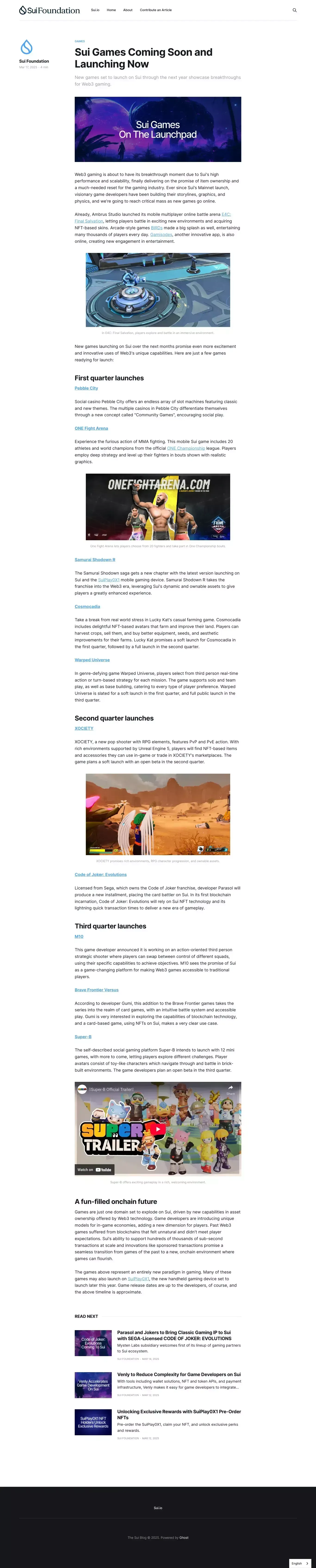 Sui Games Coming Soon and Launching Now - Blog Post design