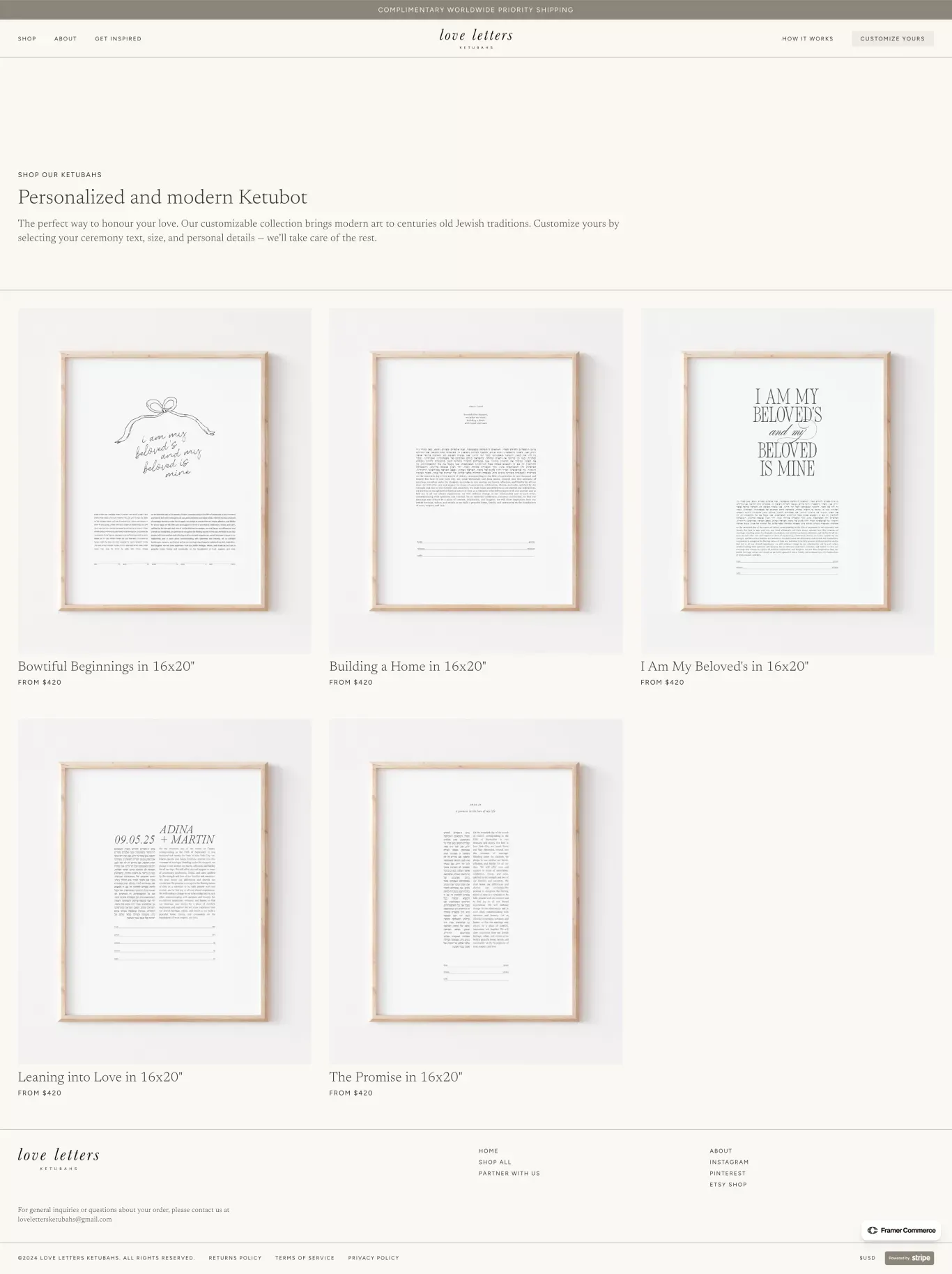 Love Letters Ketubahs â Modern, Premium Wedding Ketubahs - Product listing design