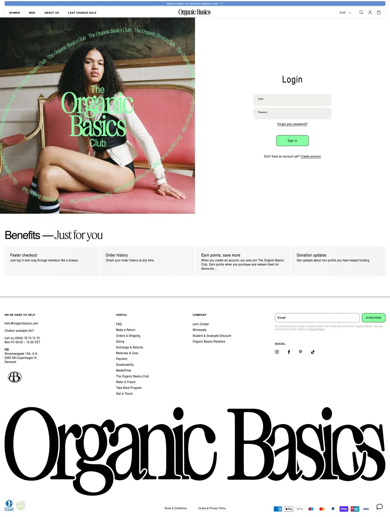 Account – Organic Basics EU - Sign Up design