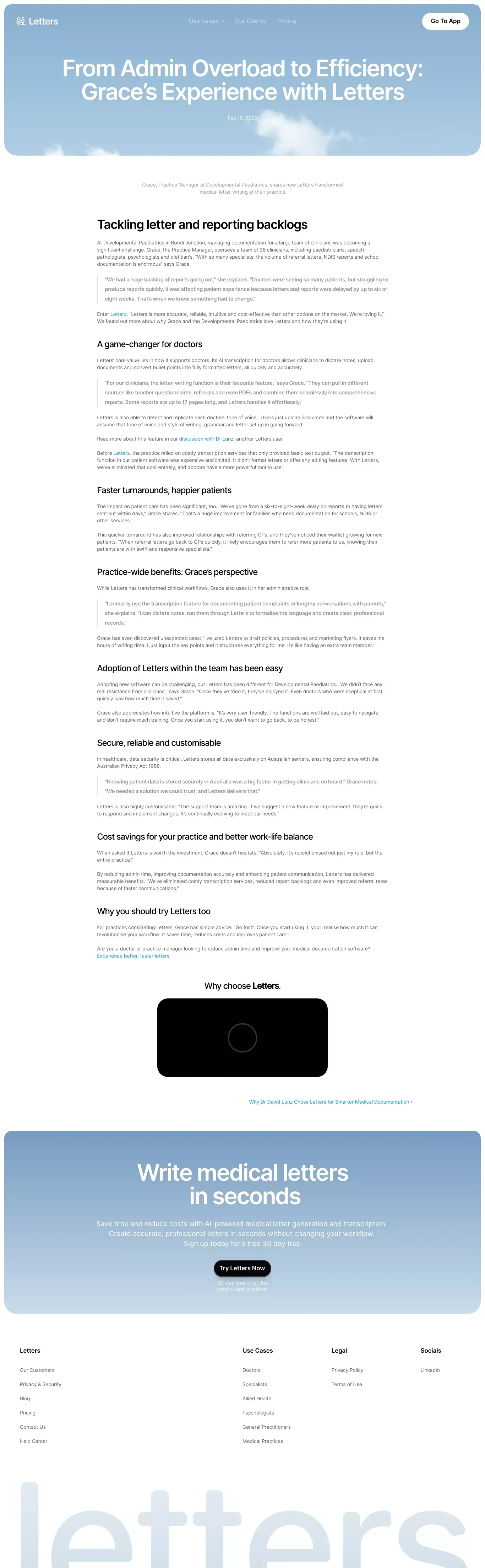 Letters Blog: From Admin Overload to Efficiency: Graceâs Experience with Letters - Blog Post design
