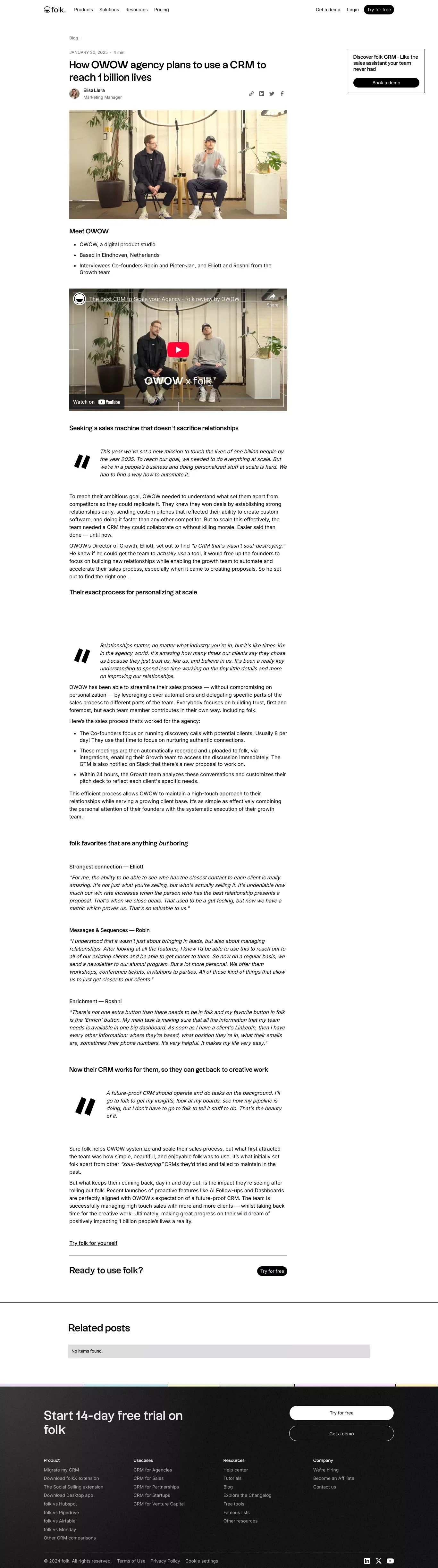 How OWOW agency plans to use a CRM to reach 1 billion lives - Blog Post design