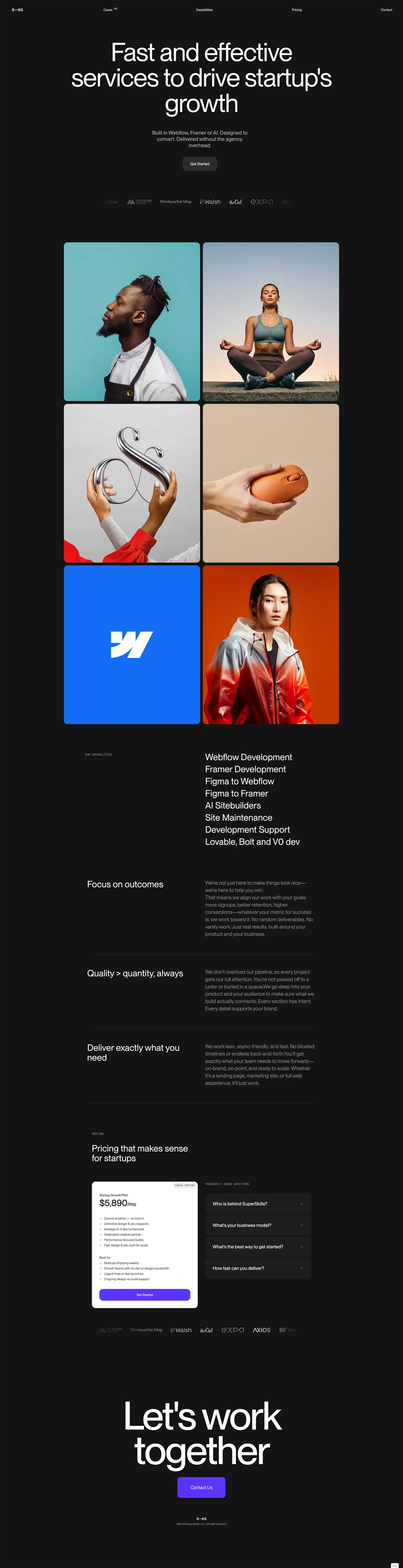 Fast Web Design for Startups – Built with Webflow & Framer | SuperSkills - Landing design