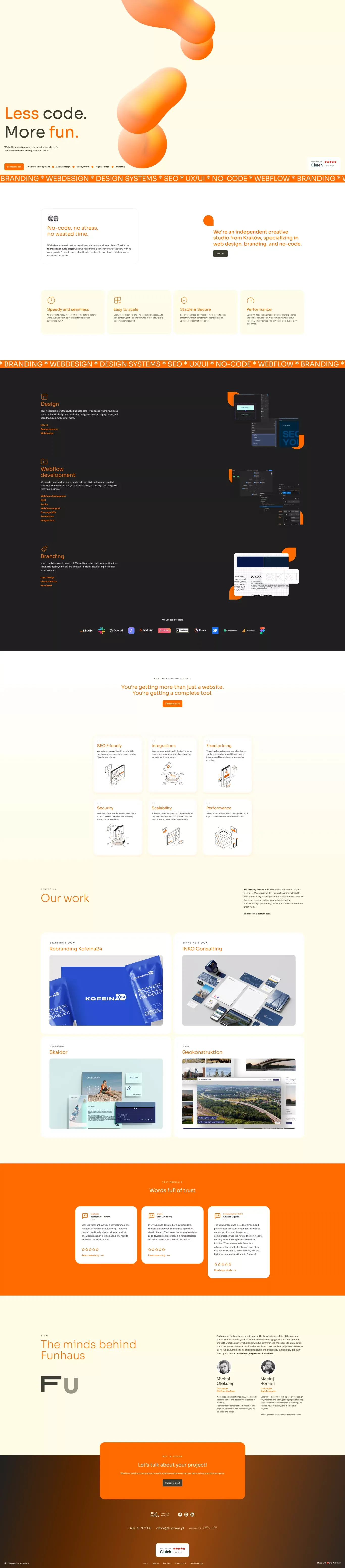 Funhaus - Webflow development & Branding Studio - Portfolio design