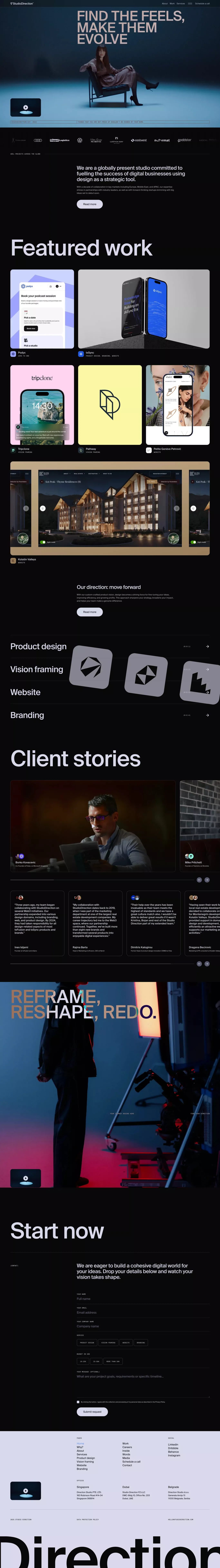 Studio Direction | Product Design, Website, Branding, Vision Framing - Portfolio design
