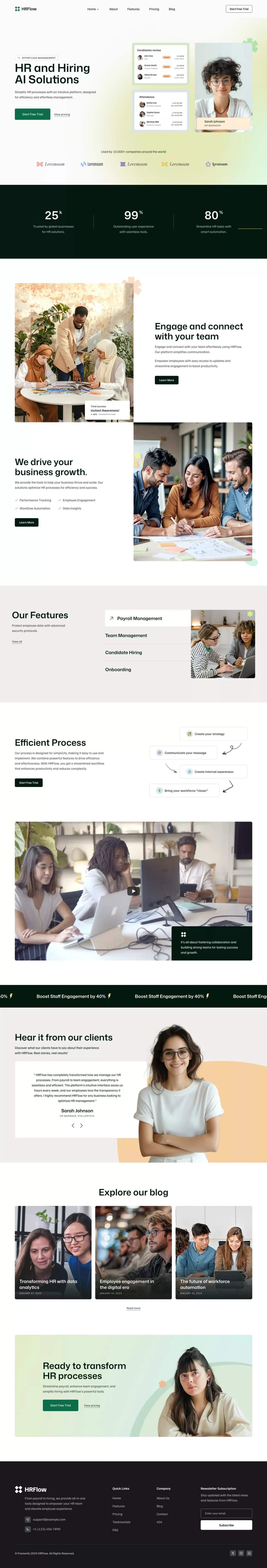 HRflow - Startup & SasS Website Template - Template design