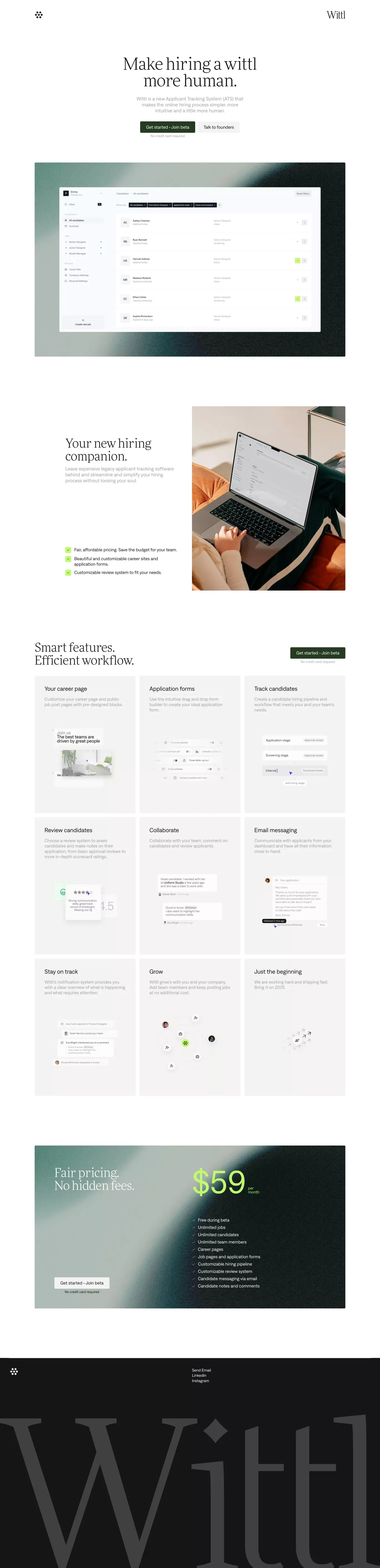 Wittl • Make hiring a wittl more human - Landing design