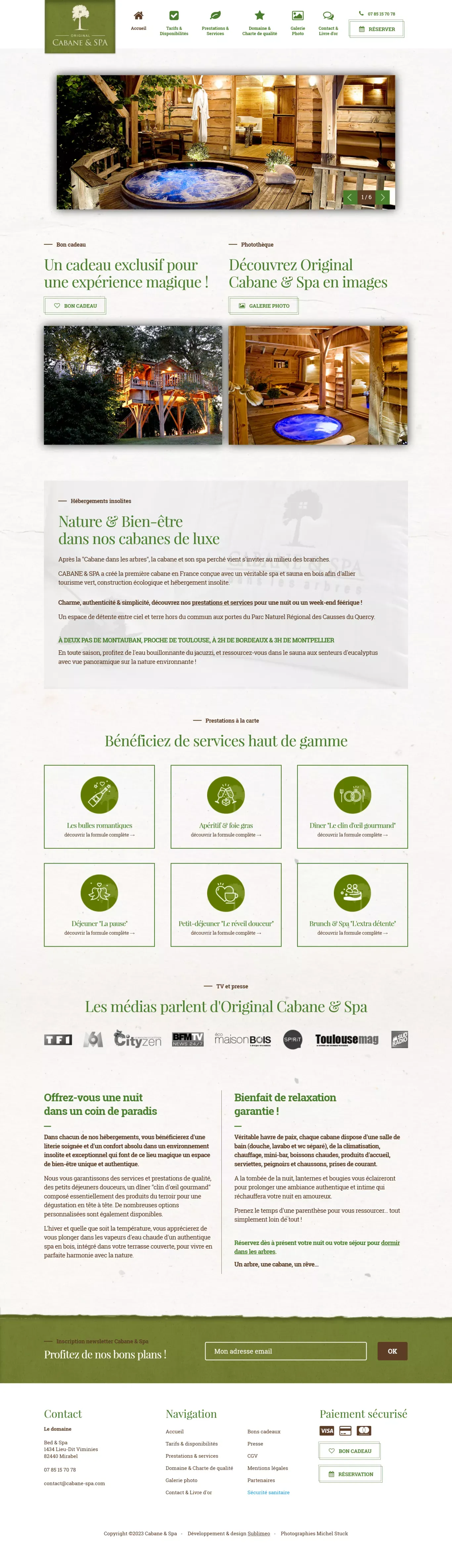 Hébergement insolite dans les arbres - Cabane & Spa - Landing design