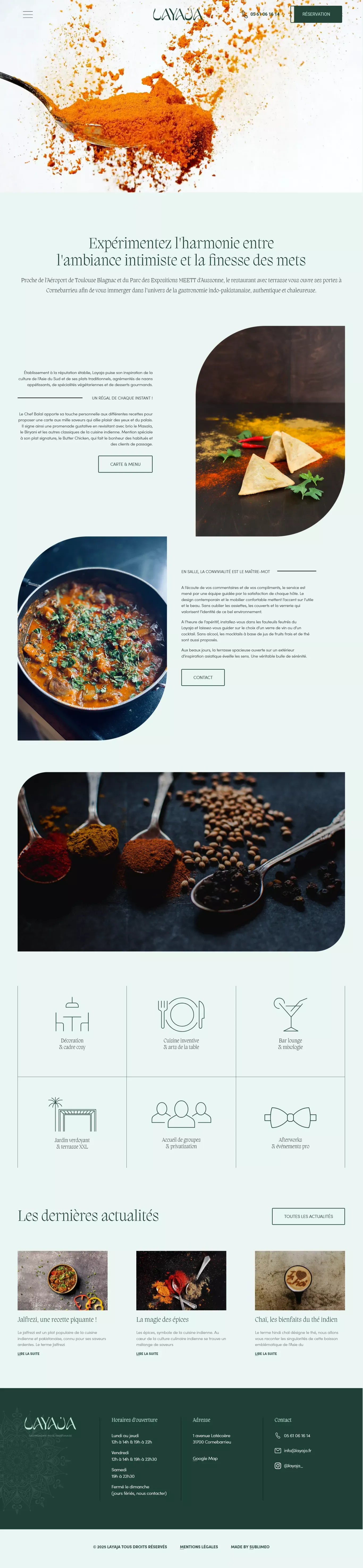 LAYAJA – Restaurant Indien à Cornebarrieu - Landing design