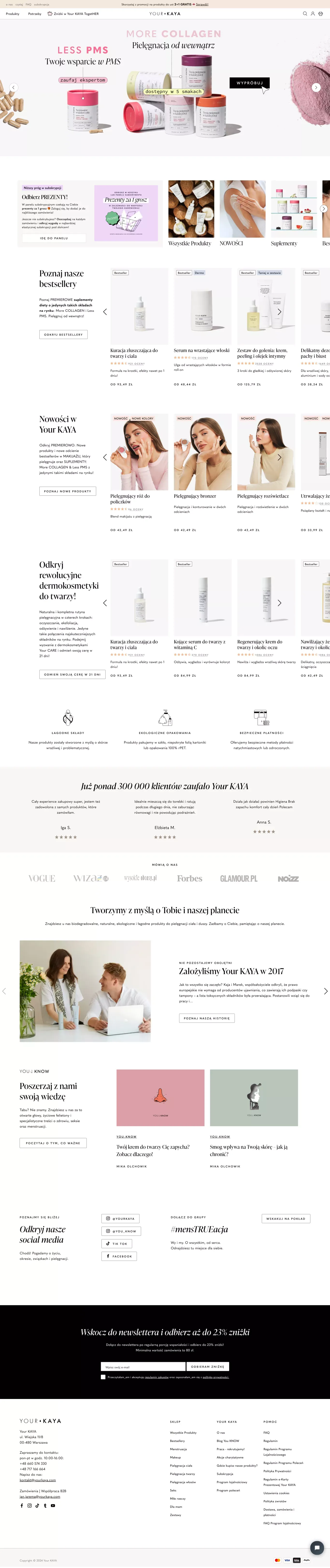 Your KAYA – naturalne produkty łagodne dla ciała - Ecommerce design