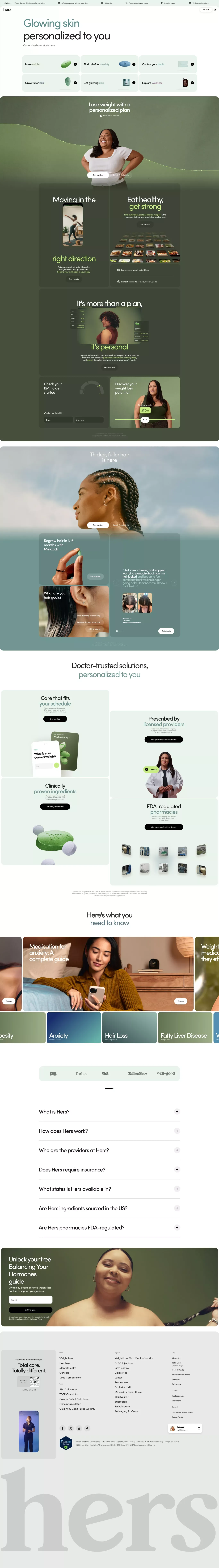 Hers for Women's Health | hers - Landing design
