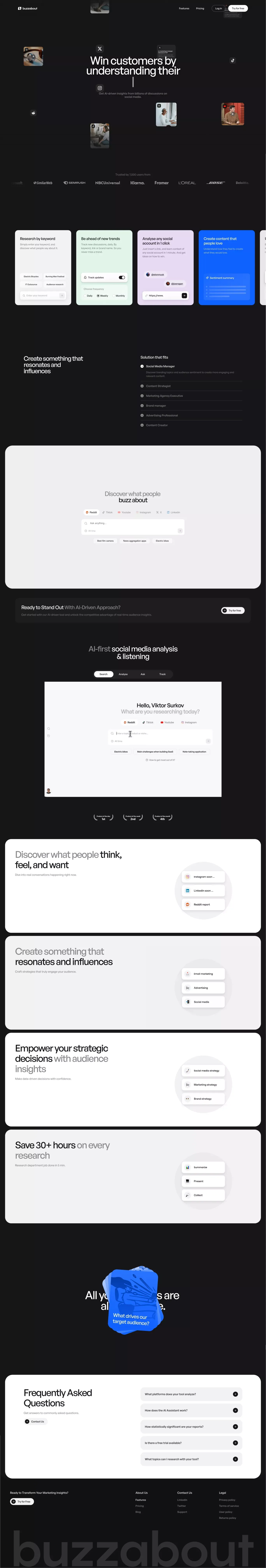 buzzabout - AI Audience Insights Tool - Landing design