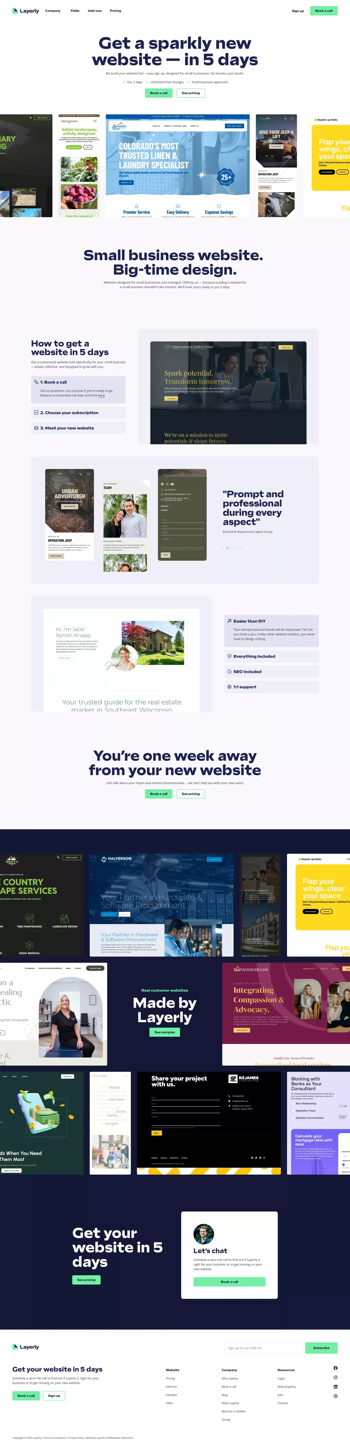 Get a sparkly new small business website in 5 days - Layerly - Landing design
