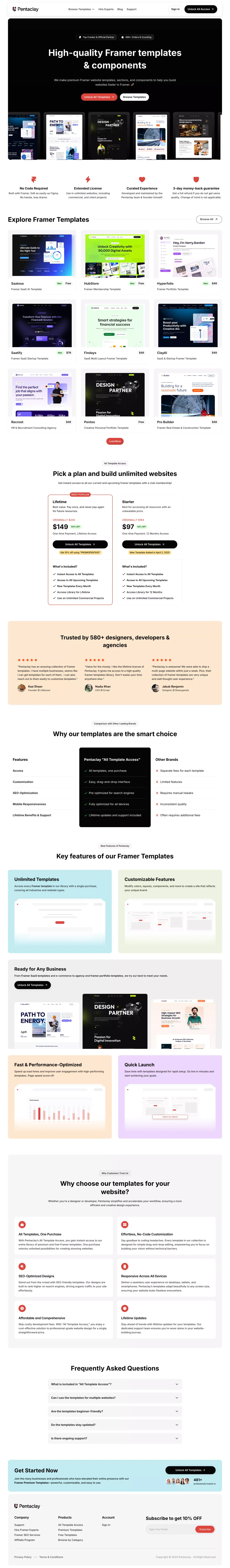 Access All Framer Templates with One Purchase | Pentaclay - Other design