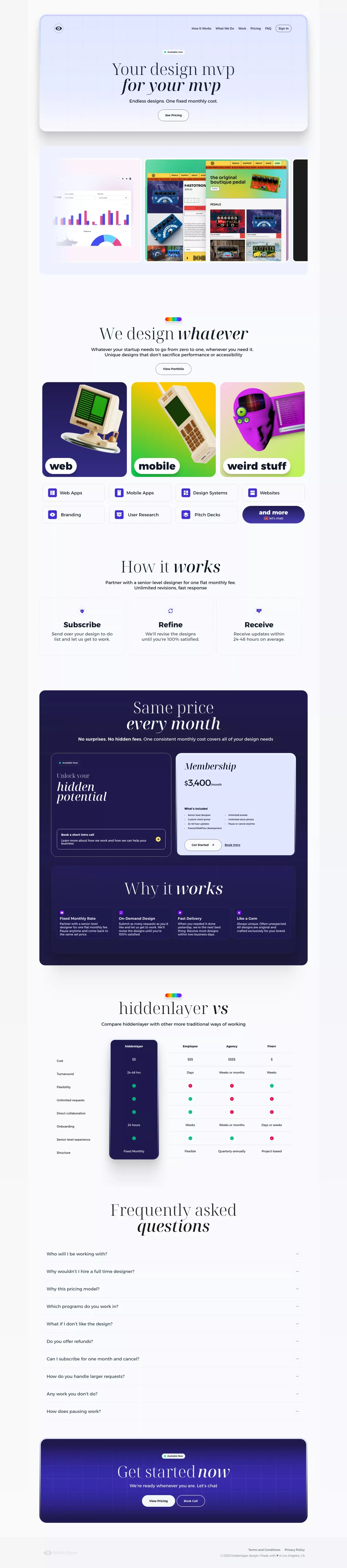 Hiddenlayer Design - Landing design