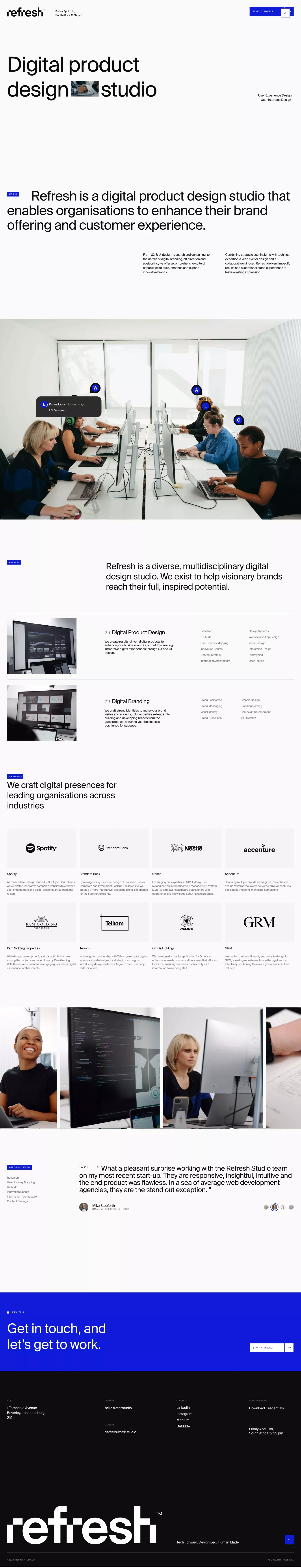 Refresh Studio | UX/UI Design Studio - Portfolio design