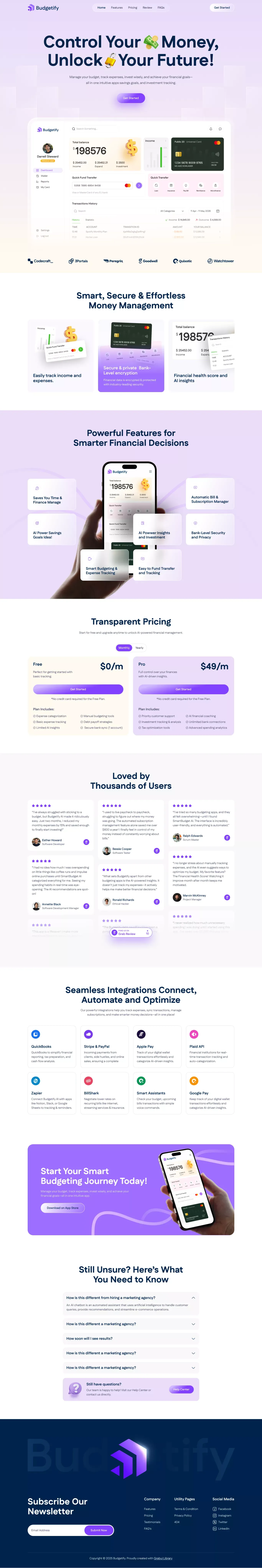 Budgetify - Finance & Budgeting SaaS Website — Framer Marketplace - Template design