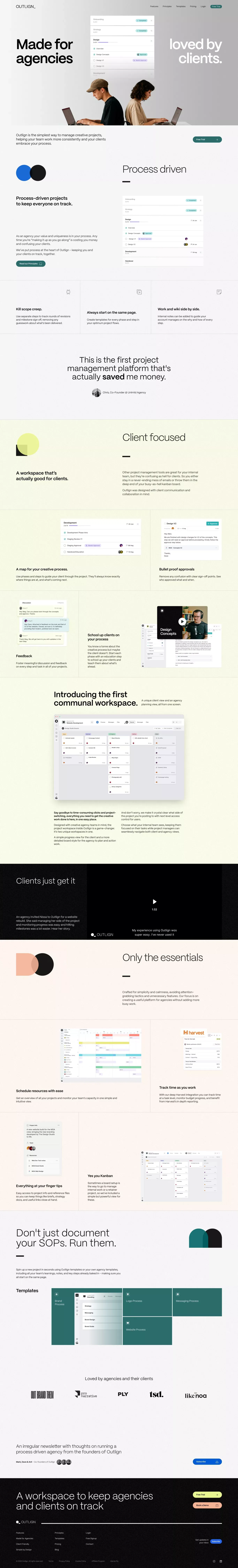 Outlign | Simple Project Management For Creative Agencies - Landing design