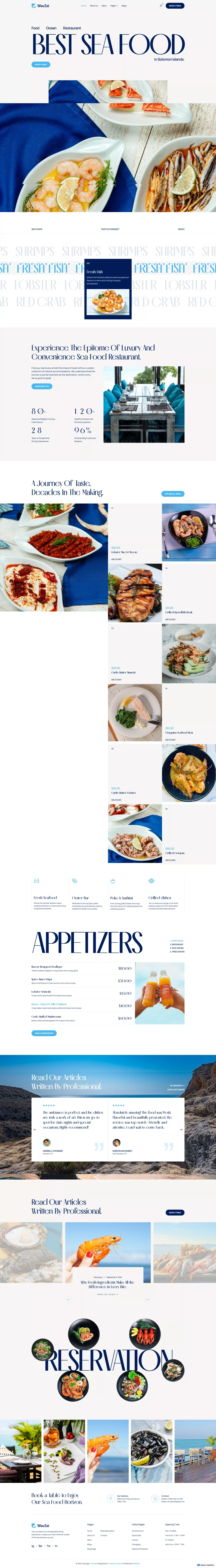 Wavzai - Seafood Restaurant Webflow Template | Flowzai - Template design