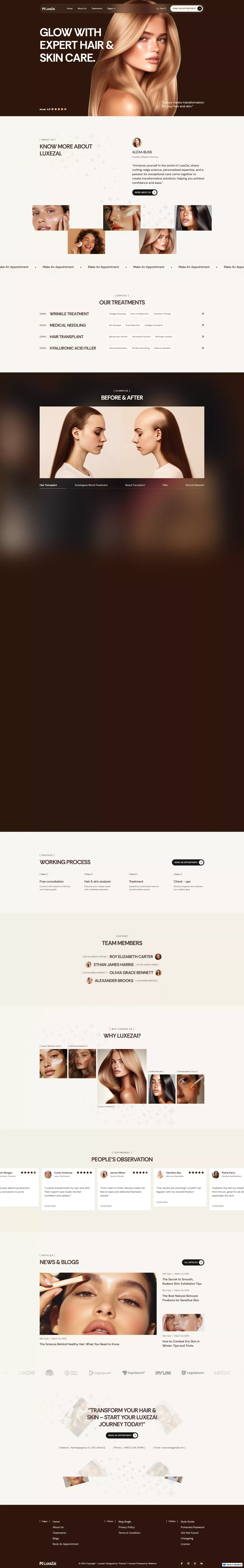 Luxezai - Hair & Skin Care Webflow Template | Flowzai - Template design