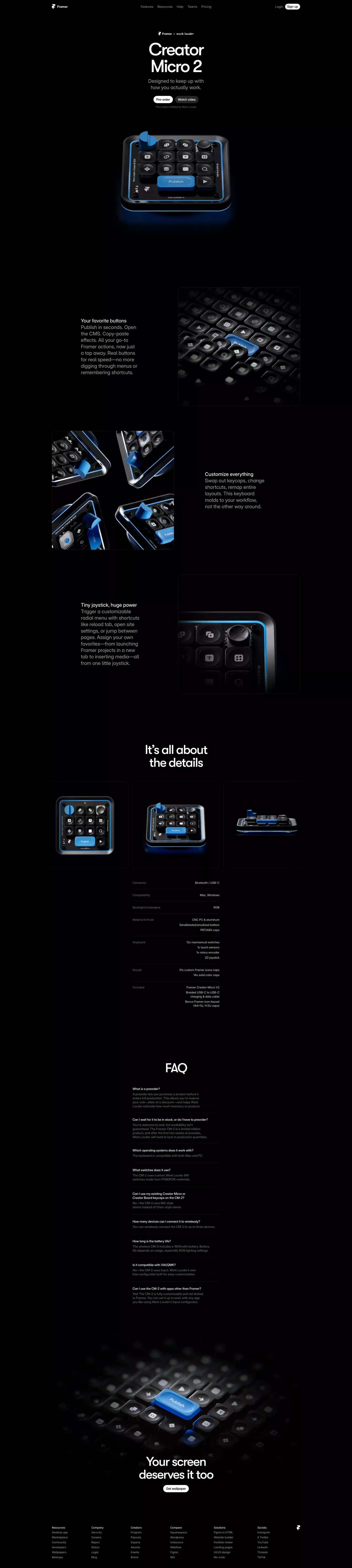 Framer CM-2 by Work Louder - Landing design