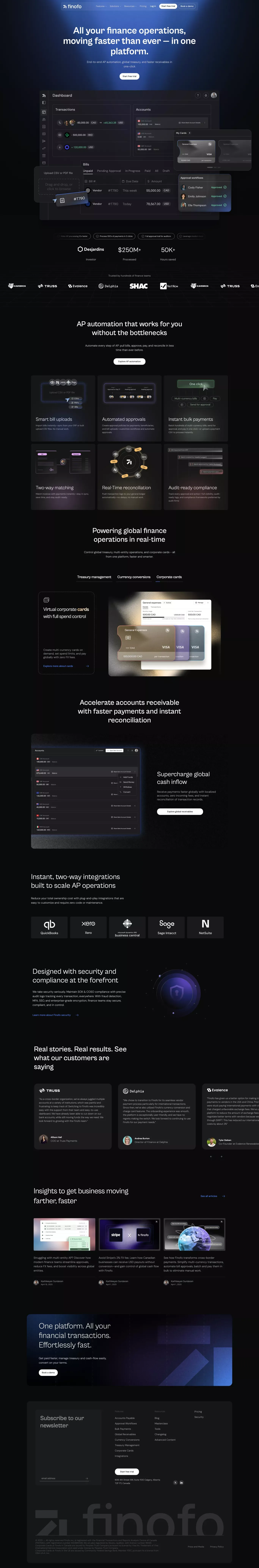 Finofo | Automate AP, Treasury & Global Receivables in One Platform - Landing design