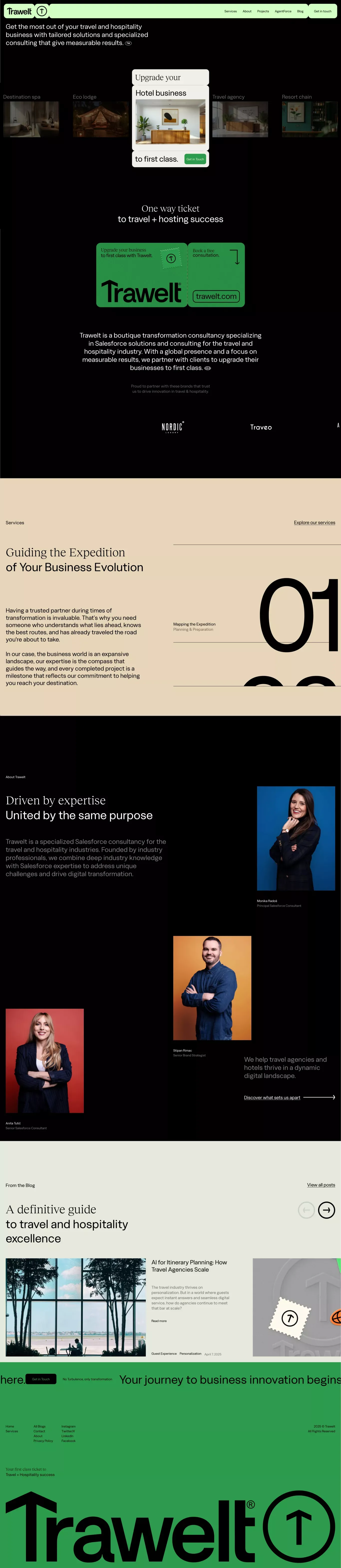 Trawelt - A specialized Salesforce consultancy for travel and hospitality. - Landing design
