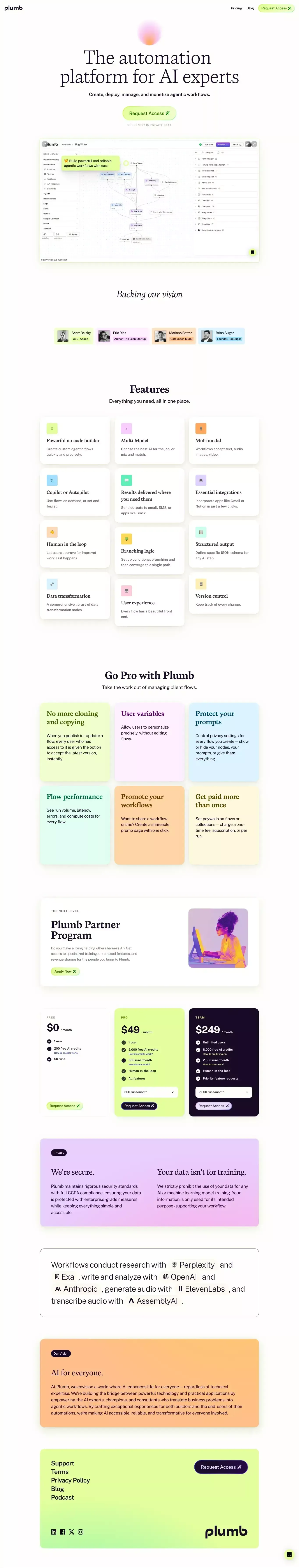 Plumb - AI Automation - Landing design