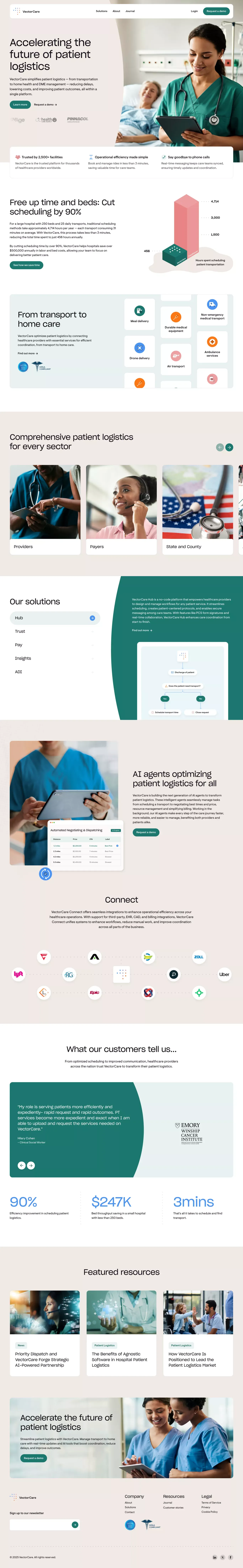 VectorCare: Accelerating the Future of Patient Logistics - Landing design