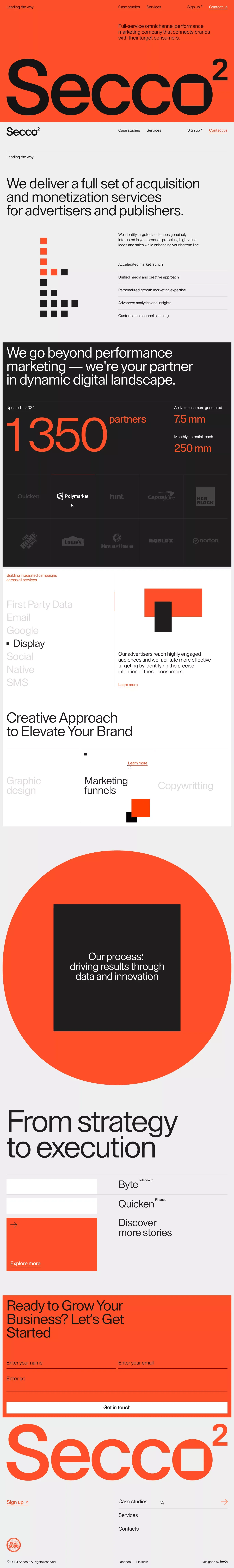 Secco Squared - Full-service omnichannel performance marketing company - Portfolio design