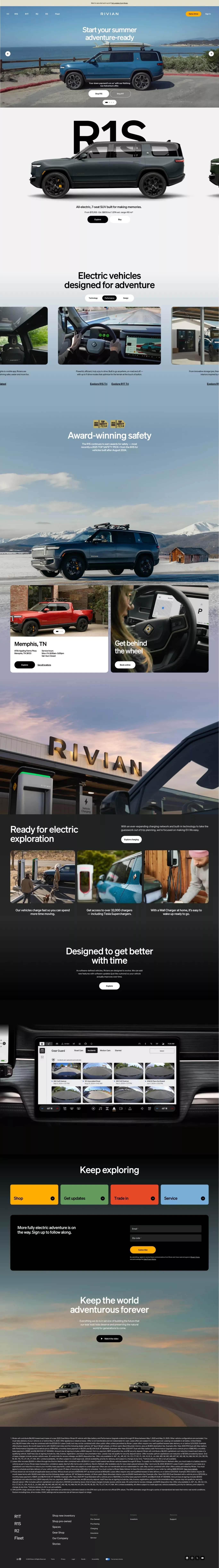 Rivian - Electric Adventure Vehicles - Landing design
