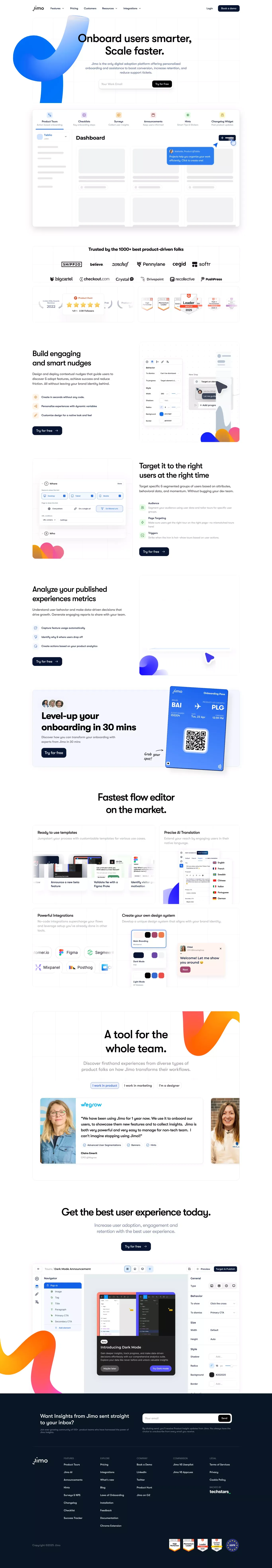 Jimo - Create the best user onboarding experience - Landing design