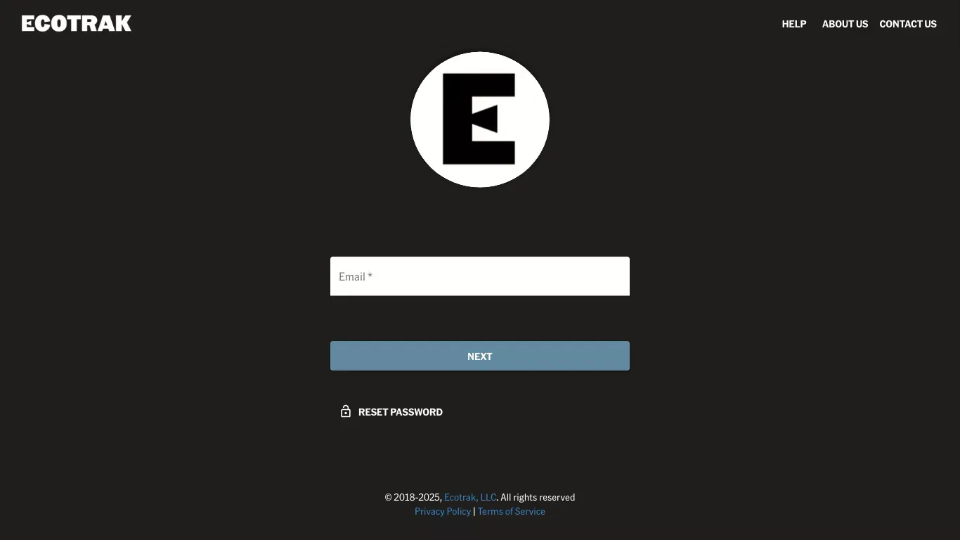 Ecotrak - Sign Up design