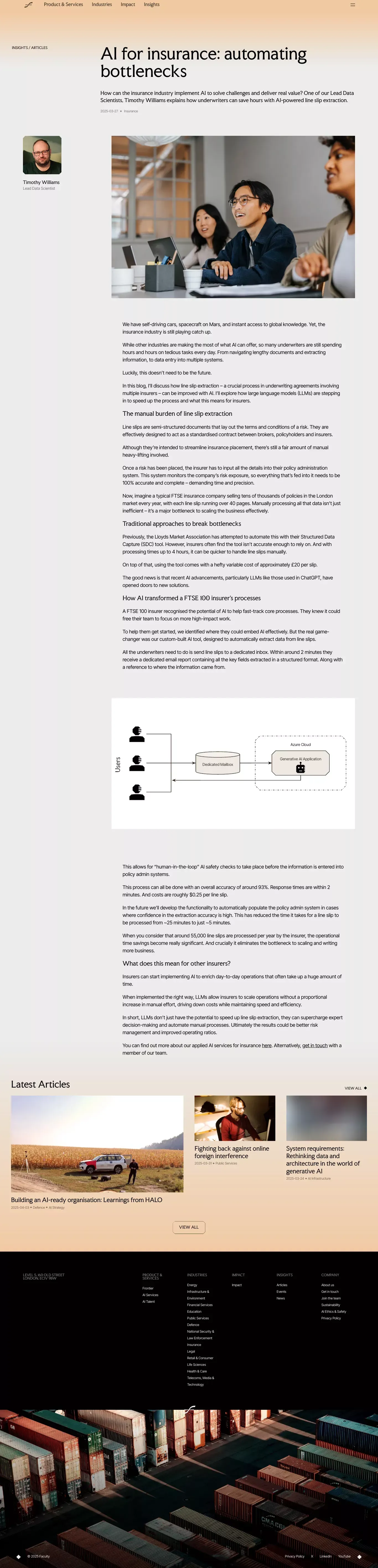 AI for insurance: automating bottlenecks | Faculty AI - Blog Post design