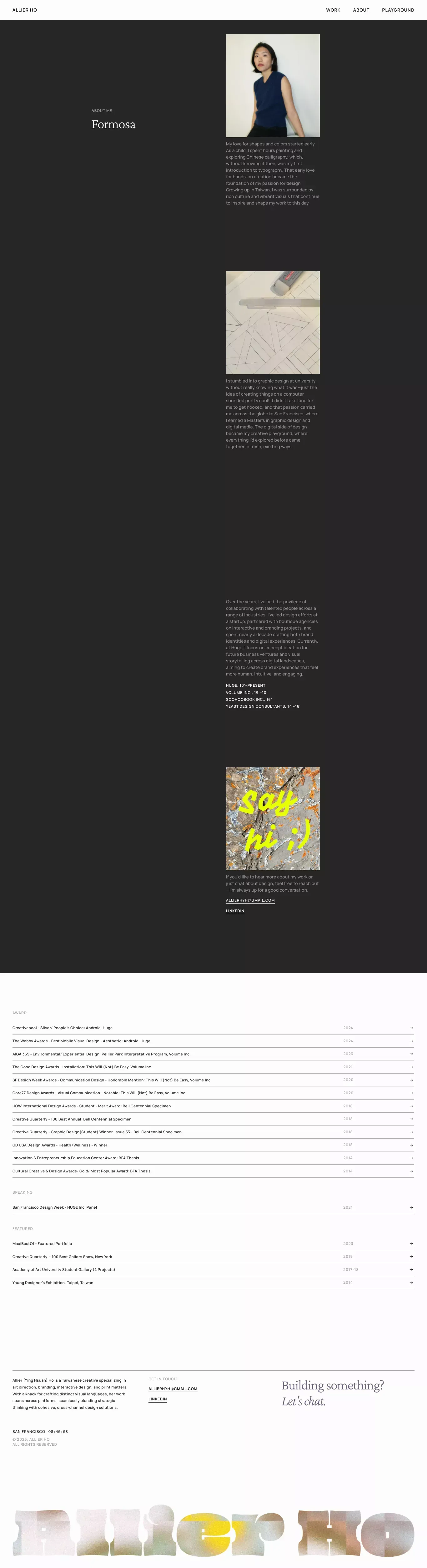 Work by Allier Ho - About Us  design