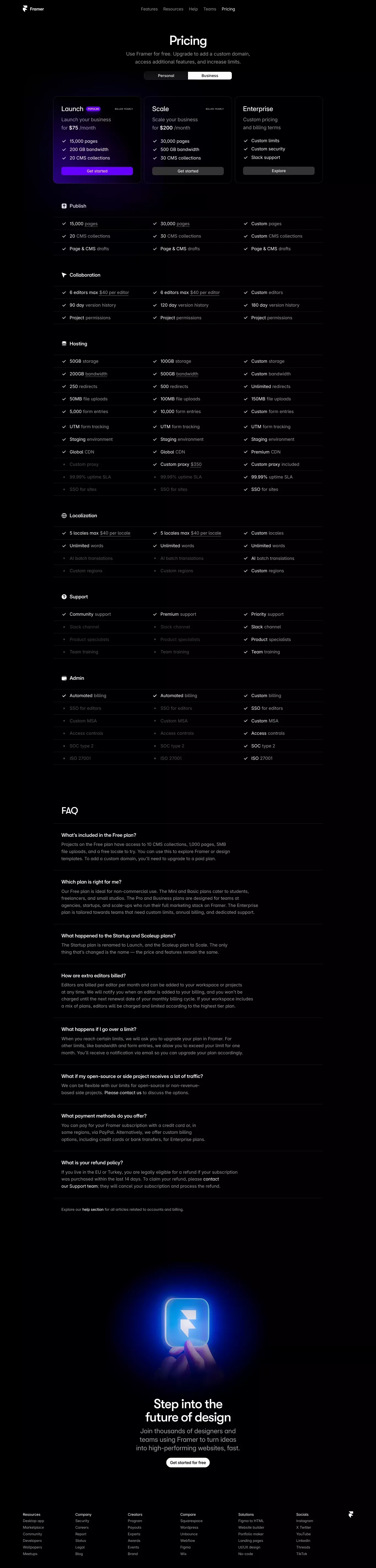 Framer: Business Pricing - Pricing design