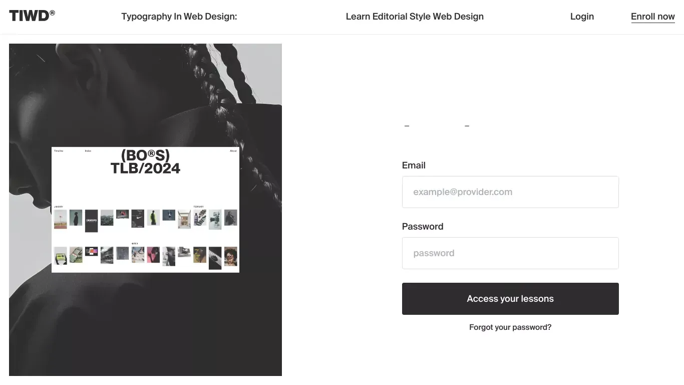 Typography in web design: Learn editorial style web design - Sign Up design