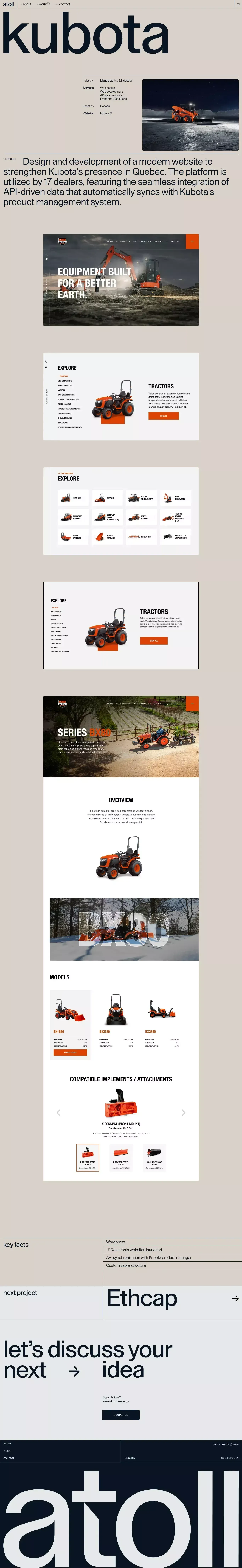Kubota – Atoll Digital | Creative Montreal Web Design & Development Agency - Case Study design