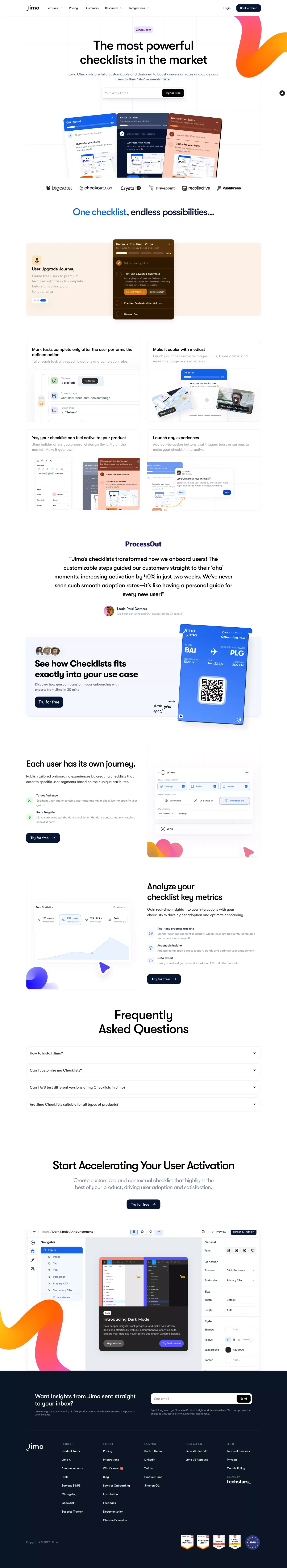 The Most Powerful No-code Checklist for User Onboarding & Feature Adoption - Landing design