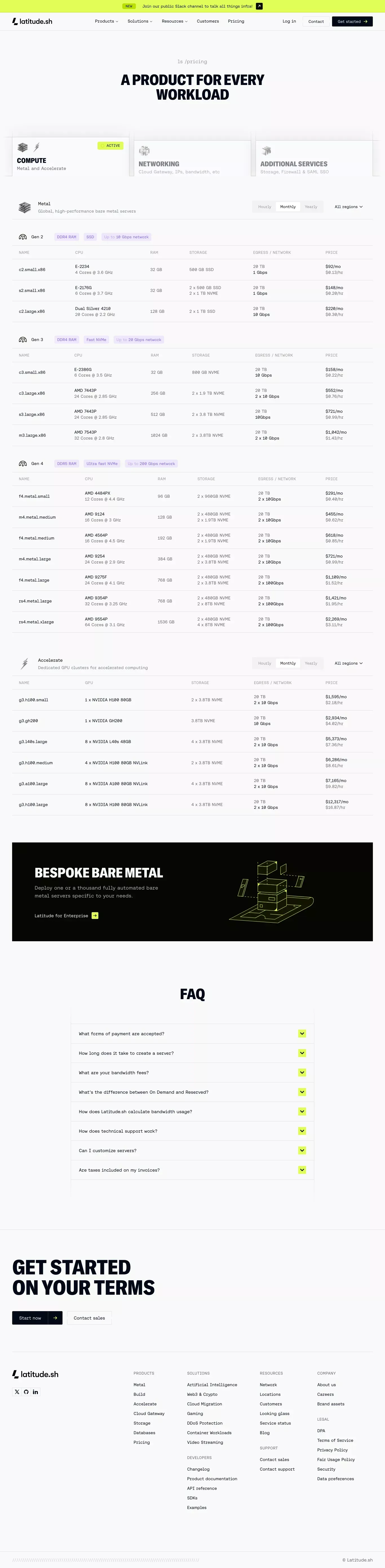 Pricing overview - Latitude.sh - Pricing design