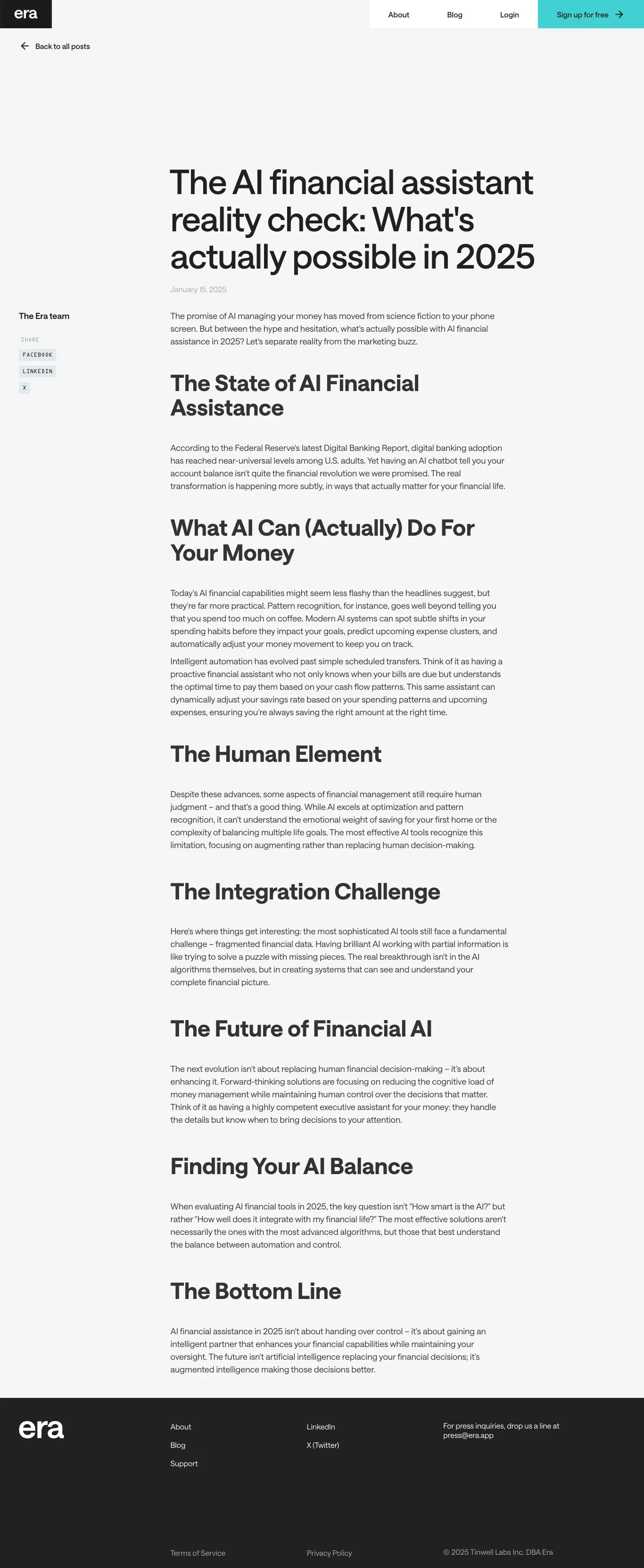 AI to make more of your money | Era - Blog Post design