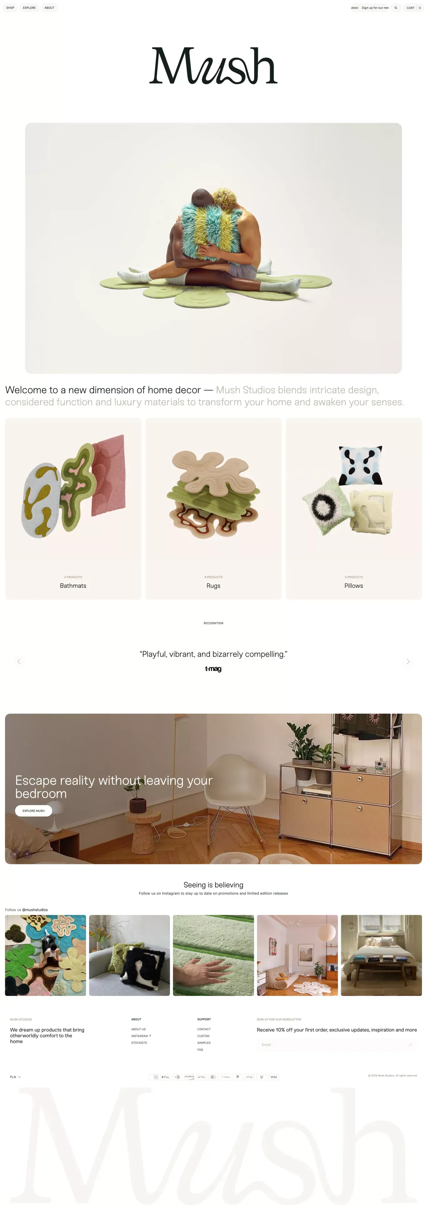 Mush Studios | Home Decor - Rugs and Pillows - Ecommerce design
