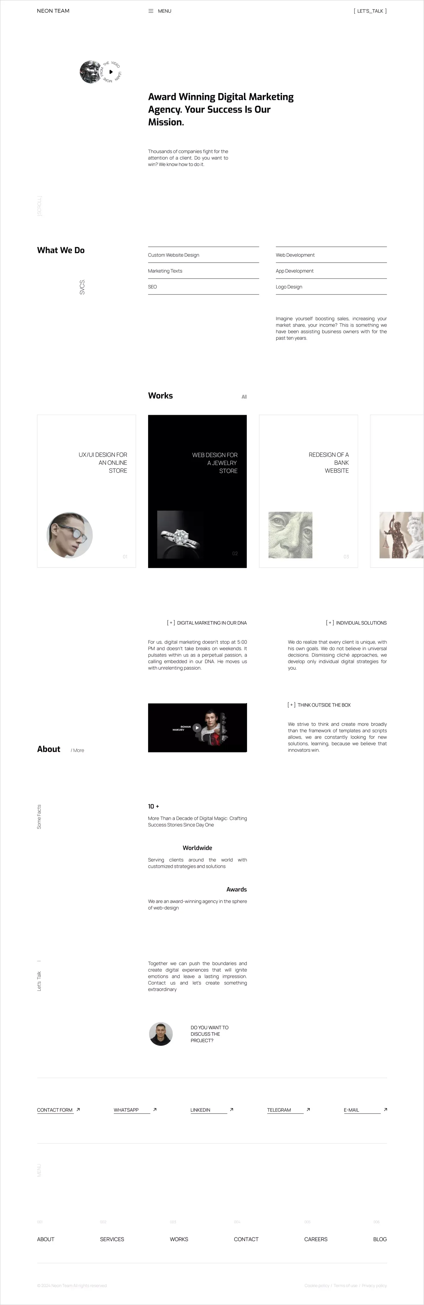 Award winning digital marketing agency - Neon Team - Landing design